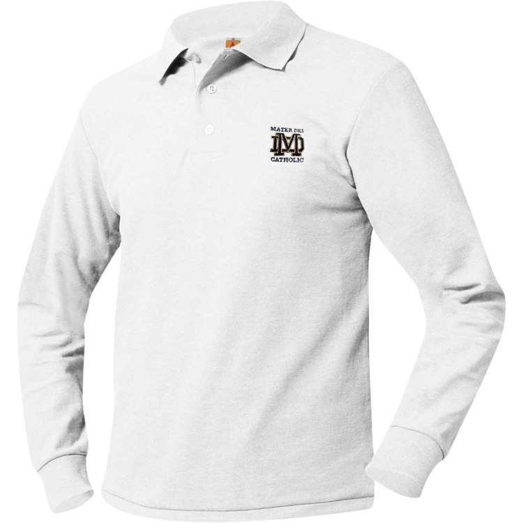 Picture of White MD Long Sleeve Polo